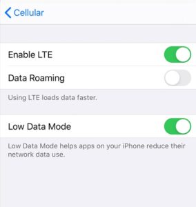 save mobile data iphone low data mode