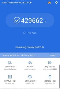 Antutu Samsung Note 10 plus