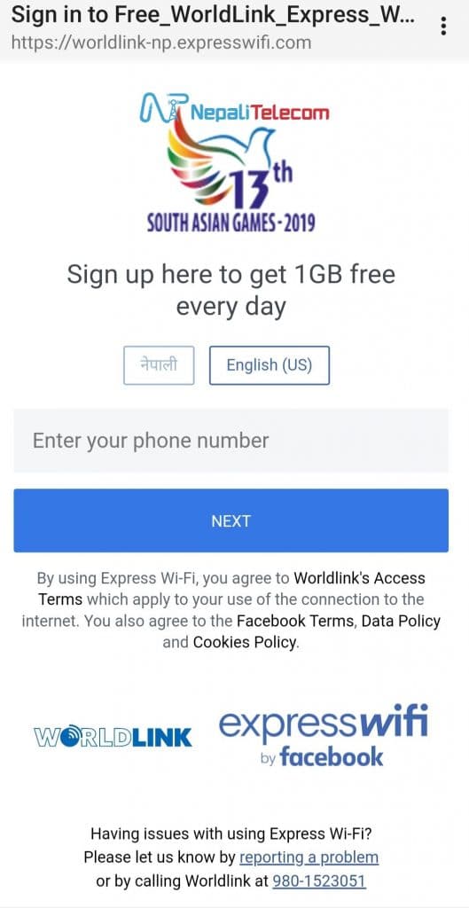 Free WorldLink express Wifi