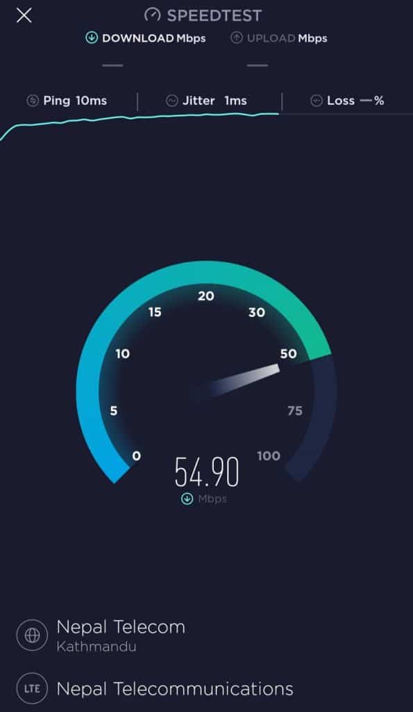 Ntc 4G speed screenshot