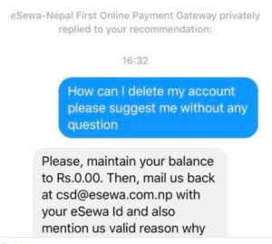 eSewa account delete