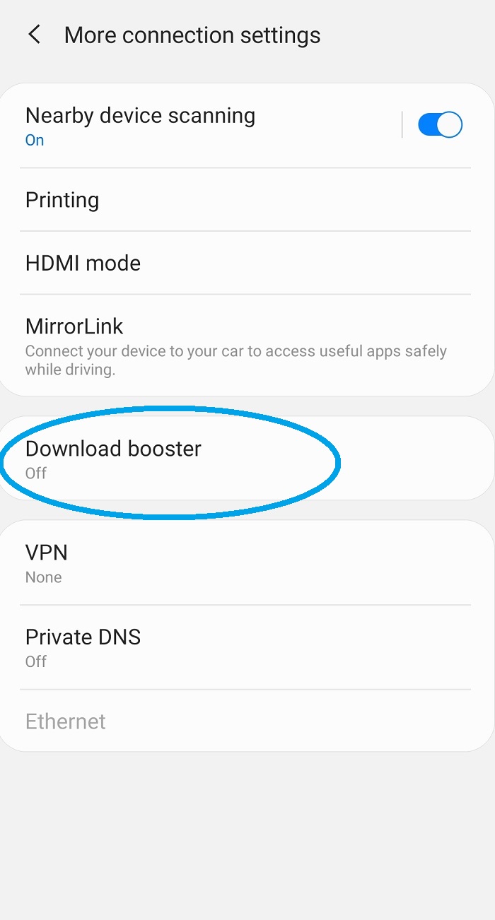 Download booster off Samsung