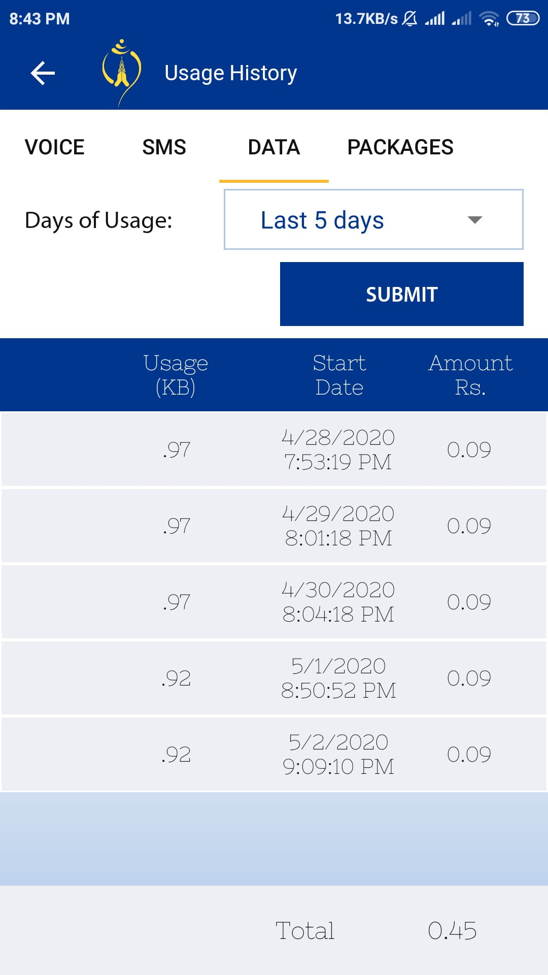 Nepal Telecom balance cut 9 paisa snapshot