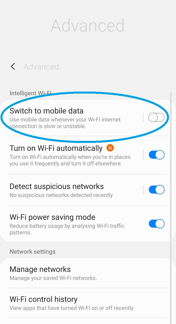 Intelligent Wifi smart switch to mobile data