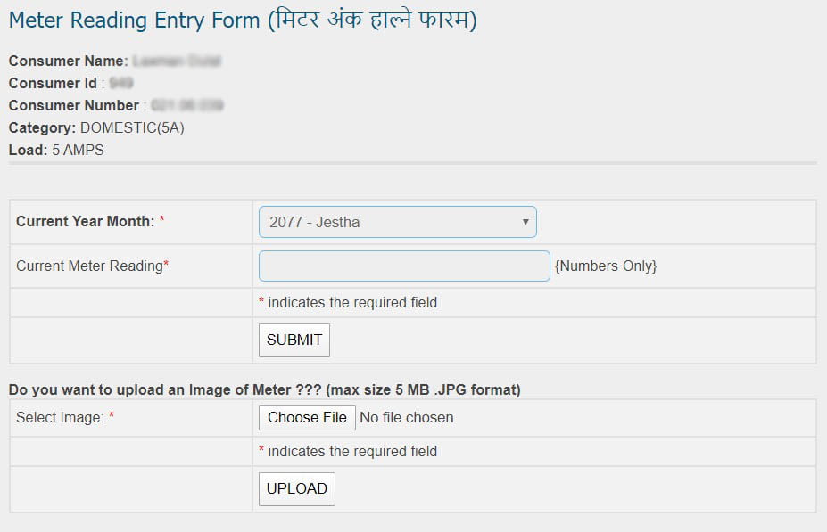 nea meter reading form