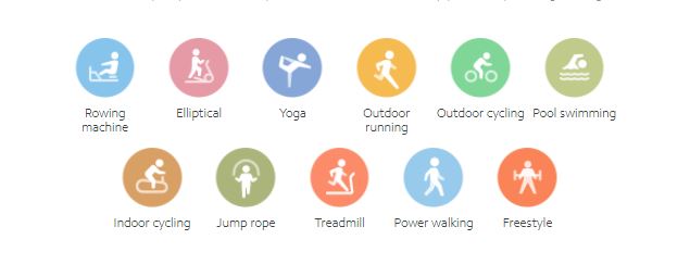 Mi Band 5 Sport modes