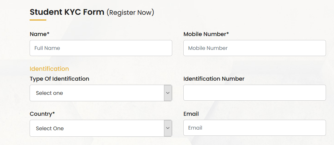 Student KYC form elearning Ntc