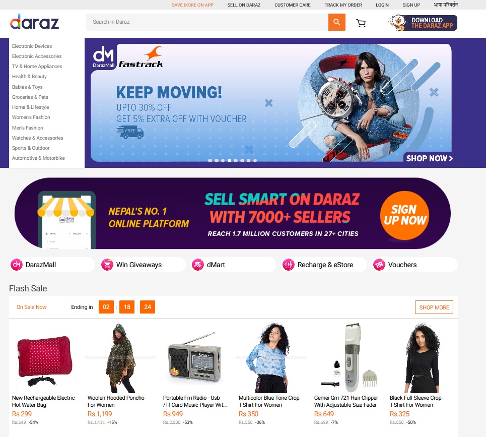 Daraz online shopping in Nepal