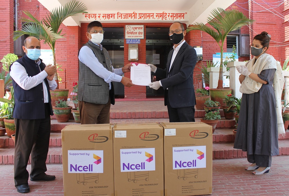 Ncell supports oxygen concentrators to government of Nepal