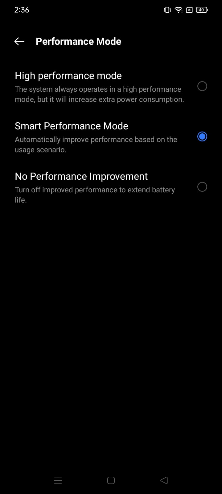 performance modes