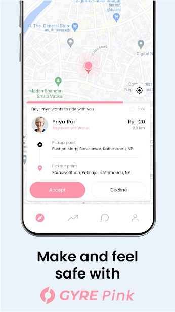Gyre Pink Ride sharing app
