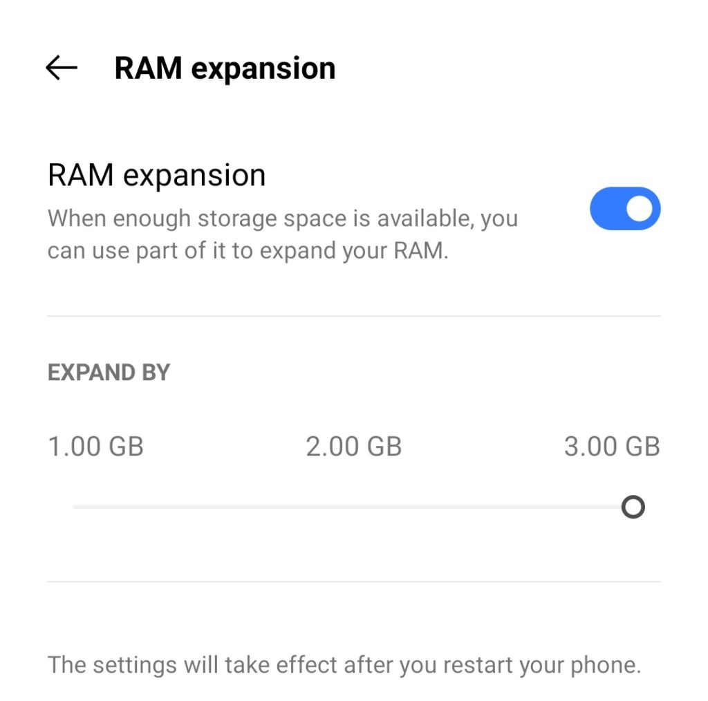 Realme 9i Virtual RAM Expansion