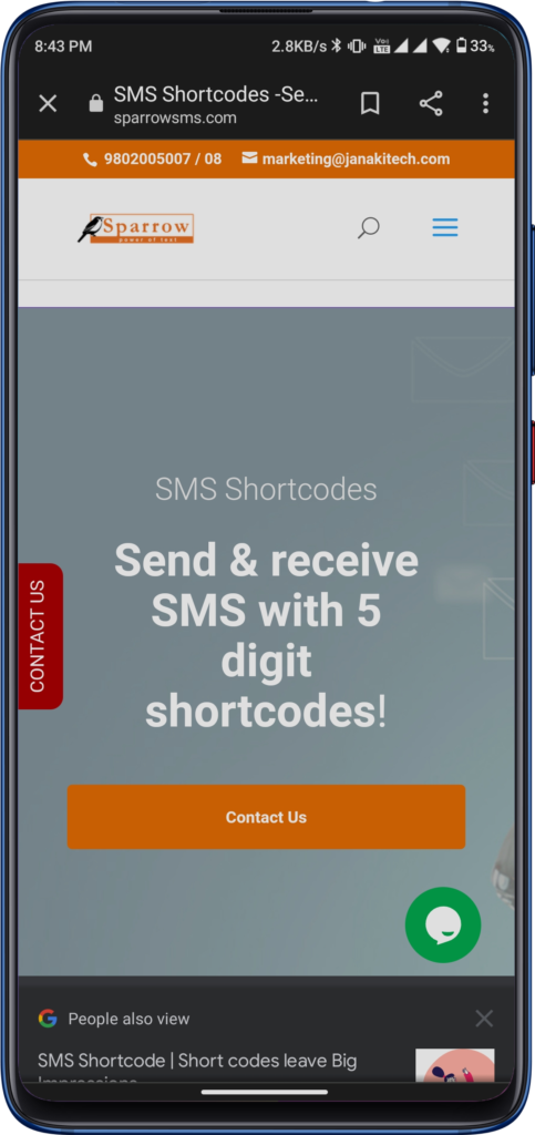 Sparrow SMS 5 Digit Shortcode