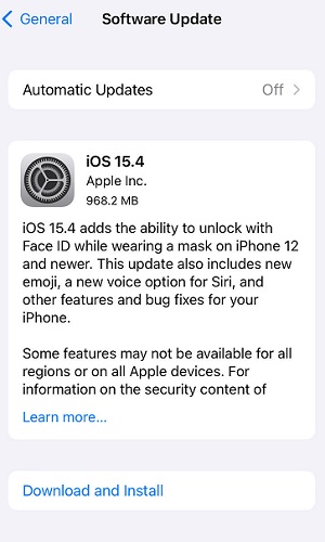 iOS 15.4 update