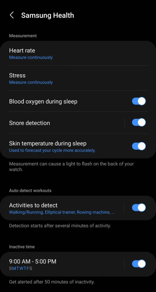 Samsung Galaxy health app