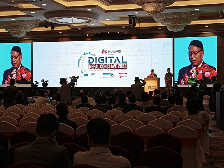 Vice President Nanda Bahadur Pun at the Huawei Digital Nepal Conclave 2022
