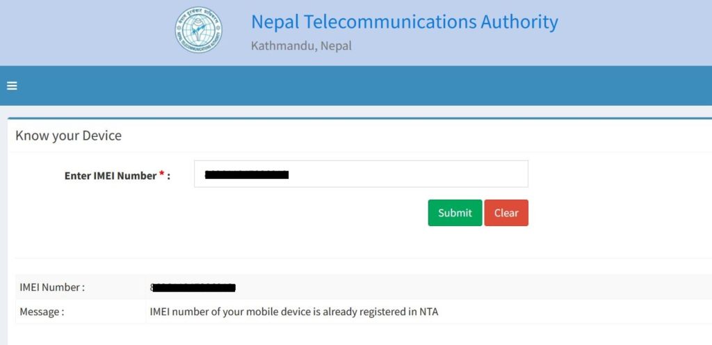 NTA phone imei check registration know your device