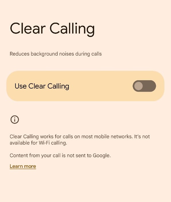 Clear Calling feature Android