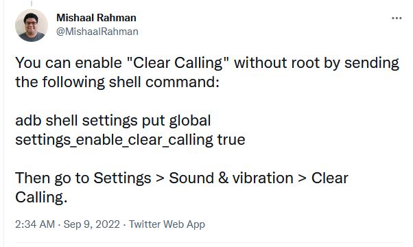 enable Clear Calling feature