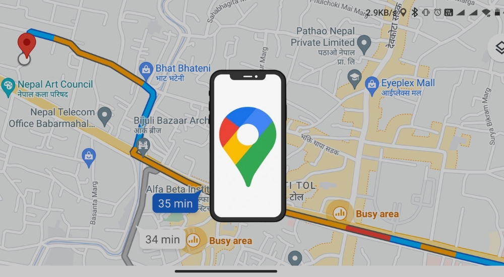 Google Maps Showing Live Traffic Status & Busy Areas in Nepal