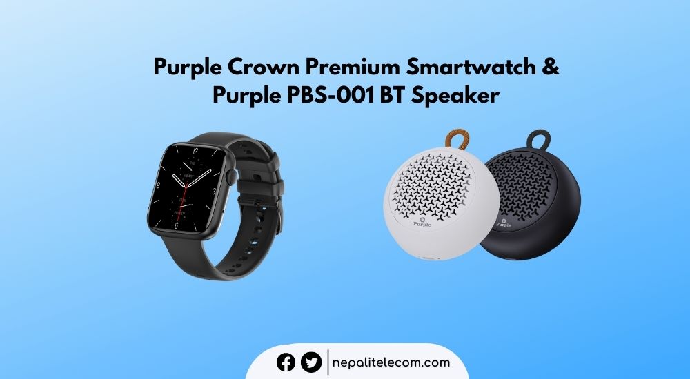 Purple Crown Premium Smartwatch and Purple PB-001 Bluetooth Speaker Price in Nepal