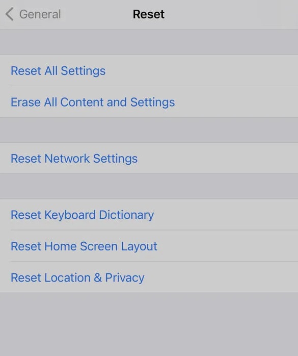 reset phone network settings on iPhone