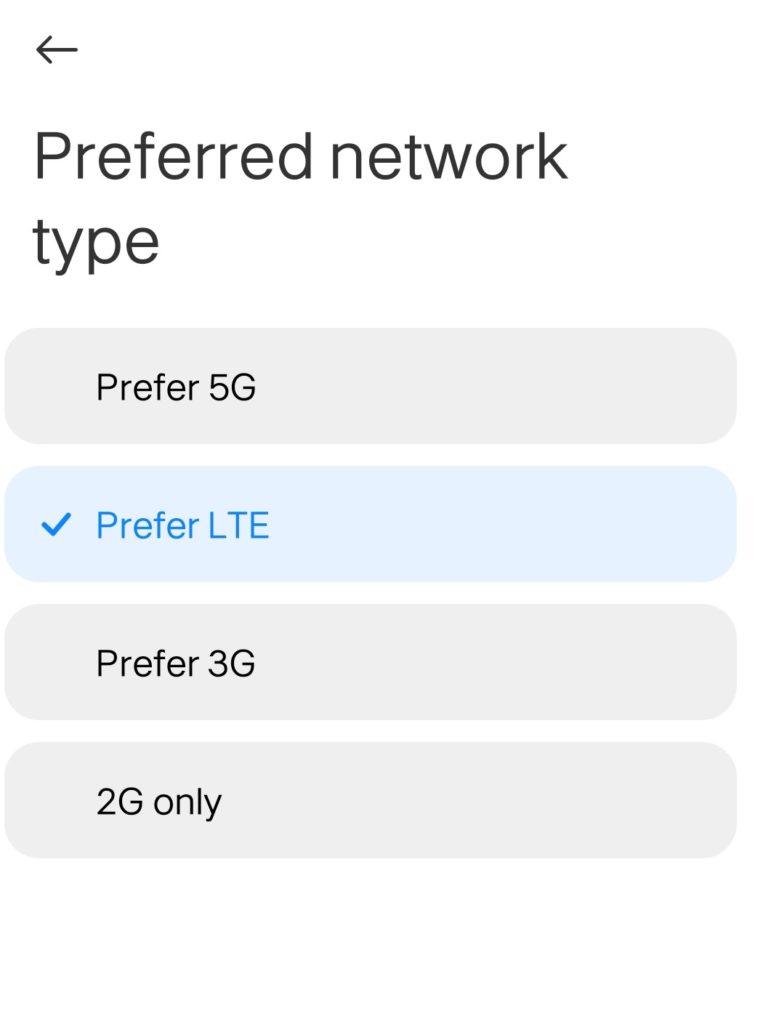 mobile network 5G option