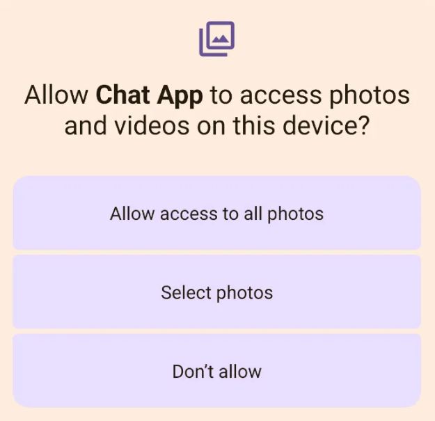 Android 14 photo video permission