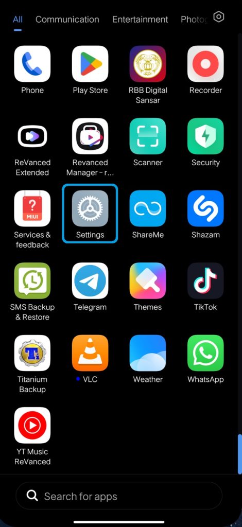 Android Settings app