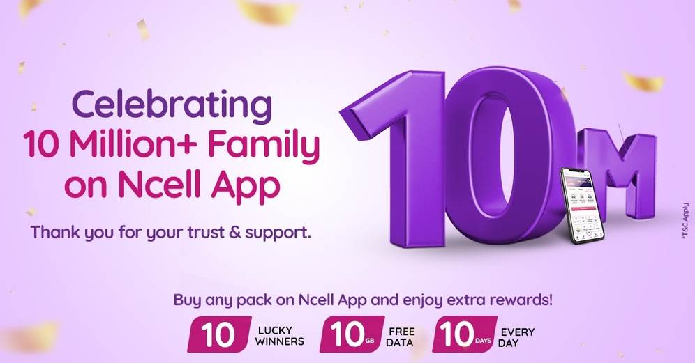 Ncell app hits 10 million downloads, 10 GB data offer