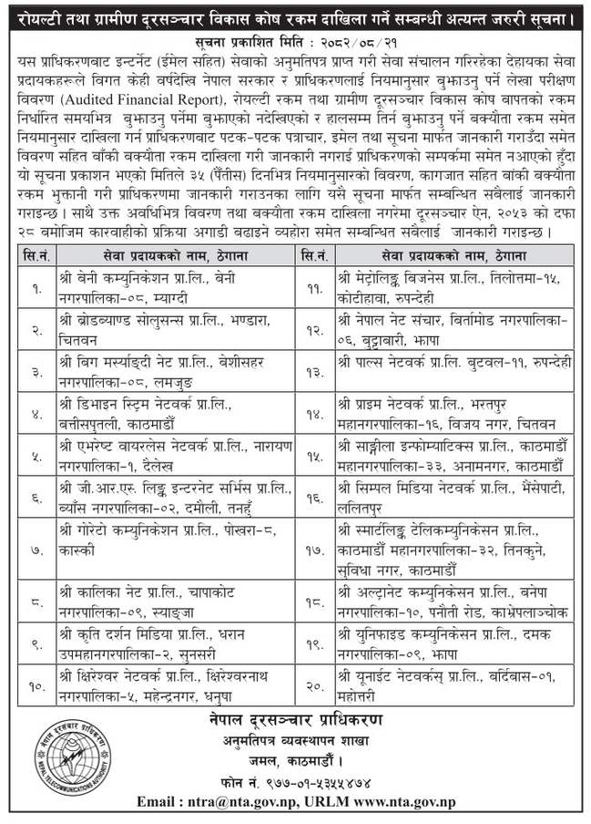 NTA ultimatum to ISPs to pay RTDF