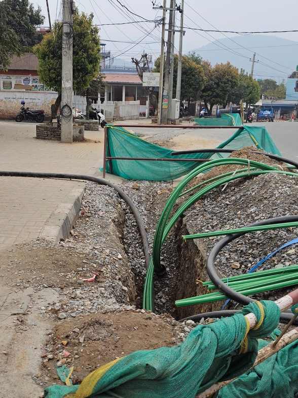 NEA laying cables underground in Pokhara