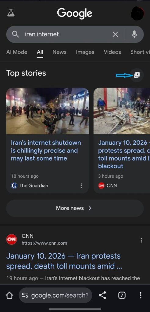 How to select preferred source in top stories in google search