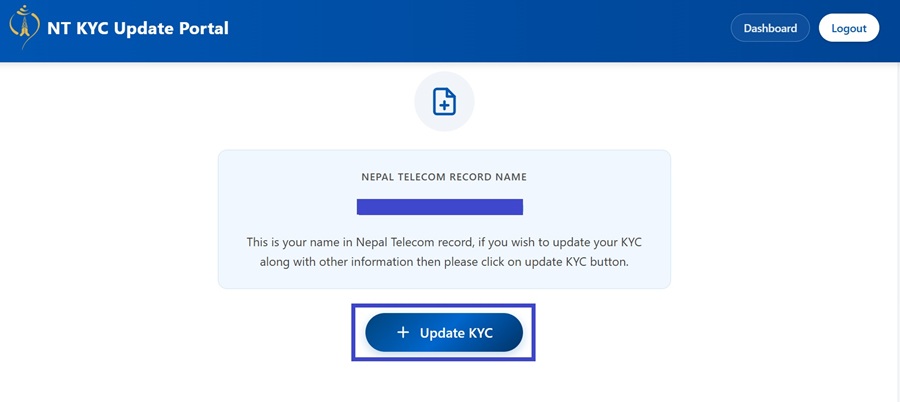 Ntc KYC update on phone