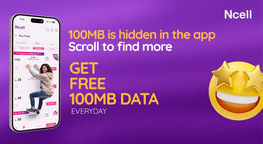 Ncell launches 100 MB free daily data, rewards up to 50 GB