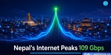 Nepal Internet traffic peak throughput 109 Gbps
