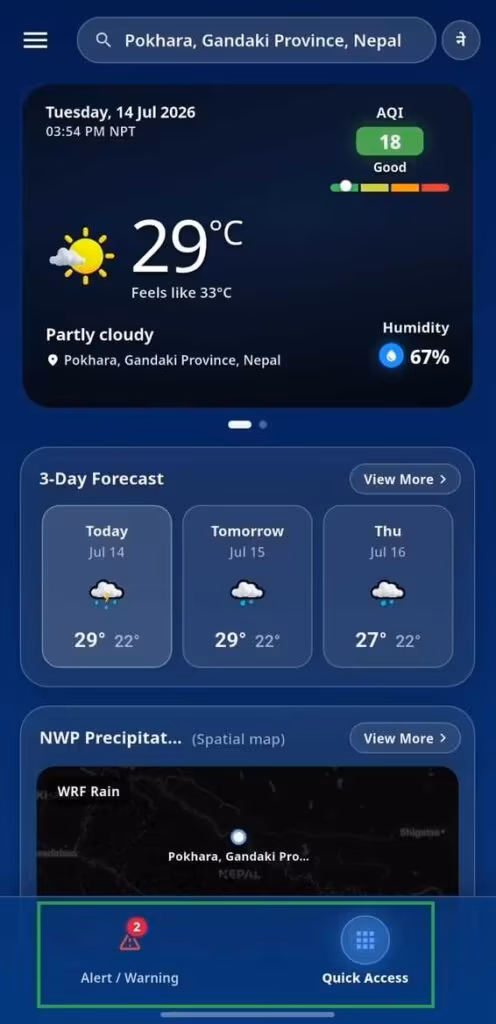 Nepal Weather Official app alert option
