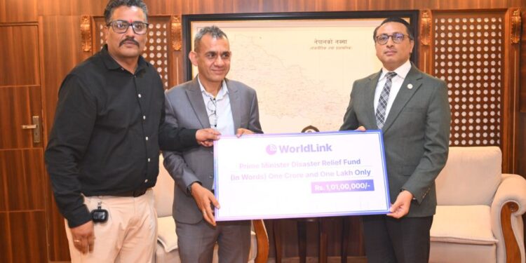 WorldLink Bhotekoshi flood donation PM Relief Fund
